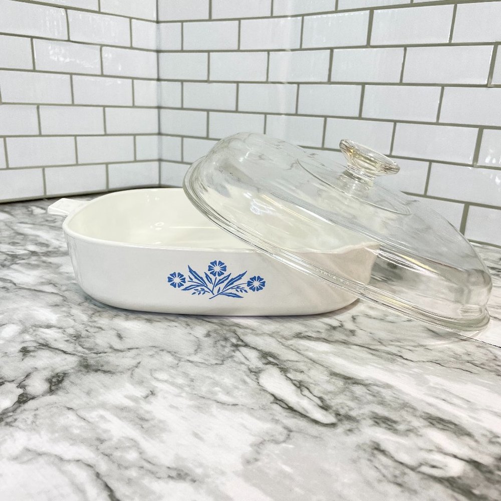 Rare Vintage Corning Ware Cornflower Blue 11 inch Casserole Dish With Lid